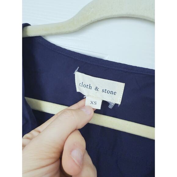 Anthropologie Cloth & Stone Star Wrap Romper XS Navy Blue Boho Celestial Preppy - Picture 3 of 7